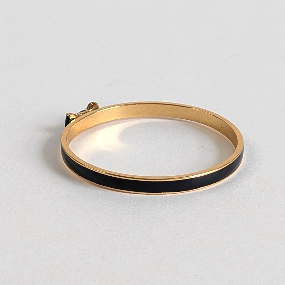 Kate Spade Take A Bow Enamel Layering Bracelet Black Enamel Gold Tone - Picture 4 of 9